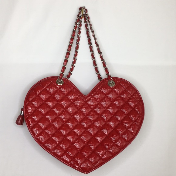 bebe Handbags - Bebe Quilted Heart Handbag Purse In Red